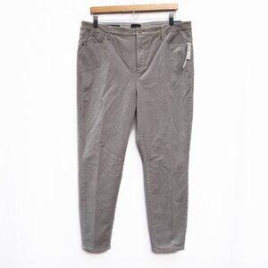 TALBOTS 16P Silver Metallic Corduroy Skinny Ankle Pants High Waist Stretch NWT